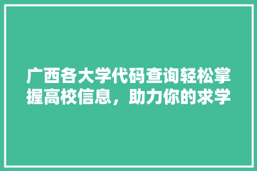 广西各大学代码查询轻松掌握高校信息，助力你的求学之路