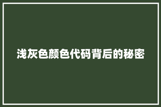 浅灰色颜色代码背后的秘密