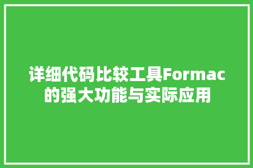 详细代码比较工具Formac的强大功能与实际应用