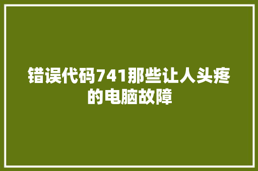 错误代码741那些让人头疼的电脑故障 品种特性 错误代码741那些让人头疼的电脑故障 品种特性