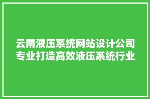 云南液压系统网站设计公司专业打造高效液压系统行业网站