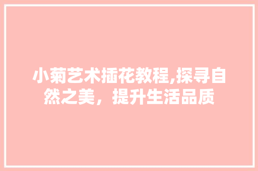 小菊艺术插花教程,探寻自然之美，提升生活品质