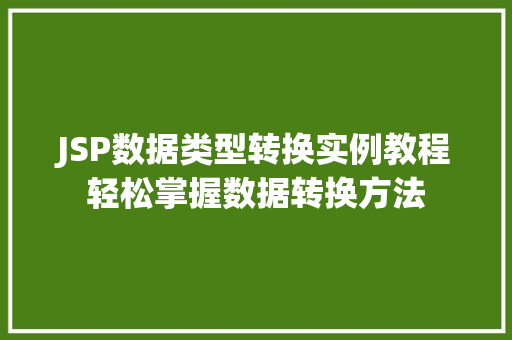 JSP数据类型转换实例教程轻松掌握数据转换方法