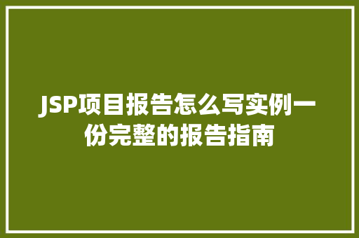 JSP项目报告怎么写实例一份完整的报告指南