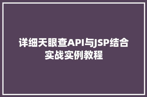 详细天眼查API与JSP结合实战实例教程
