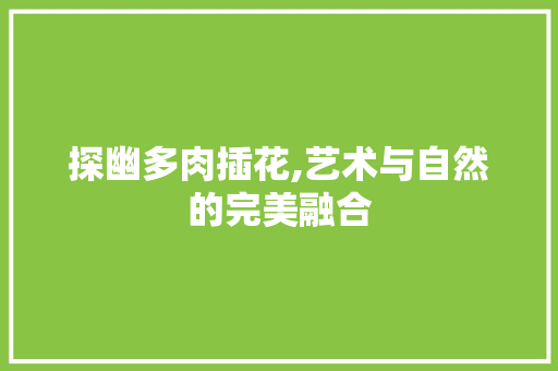 探幽多肉插花,艺术与自然的完美融合