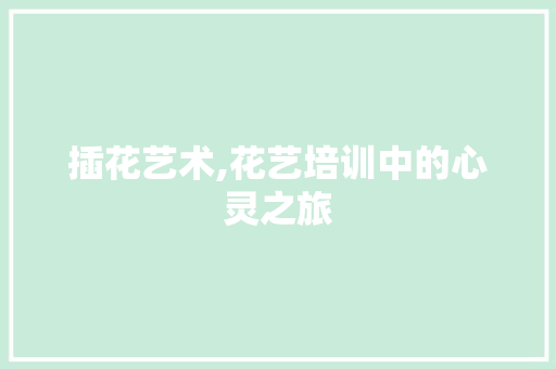 插花艺术,花艺培训中的心灵之旅
