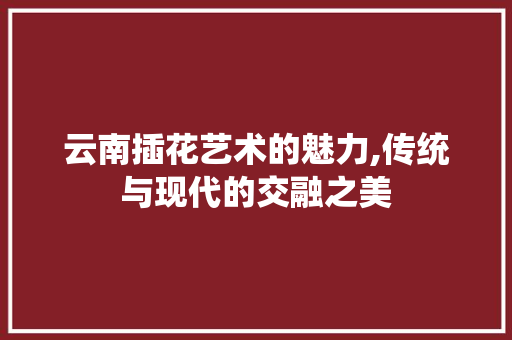 云南插花艺术的魅力,传统与现代的交融之美