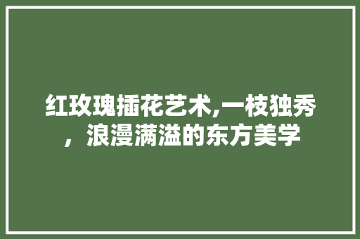红玫瑰插花艺术,一枝独秀，浪漫满溢的东方美学 整形技巧