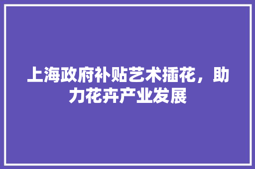 上海政府补贴艺术插花，助力花卉产业发展