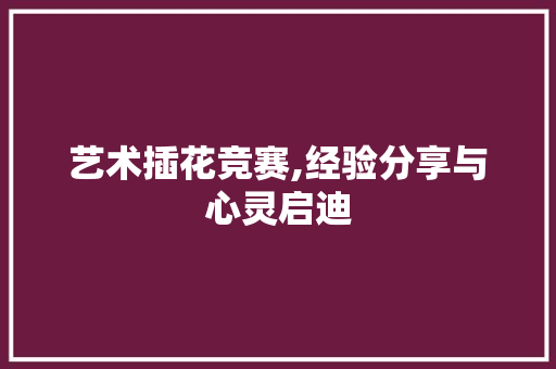 艺术插花竞赛,经验分享与心灵启迪