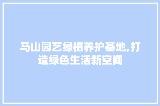 马山园艺绿植养护基地,打造绿色生活新空间