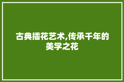 古典插花艺术,传承千年的美学之花