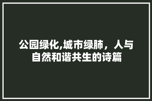 公园绿化,城市绿肺，人与自然和谐共生的诗篇