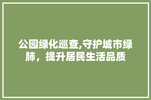 公园绿化巡查,守护城市绿肺，提升居民生活品质