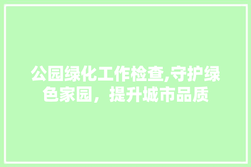 公园绿化工作检查,守护绿色家园，提升城市品质