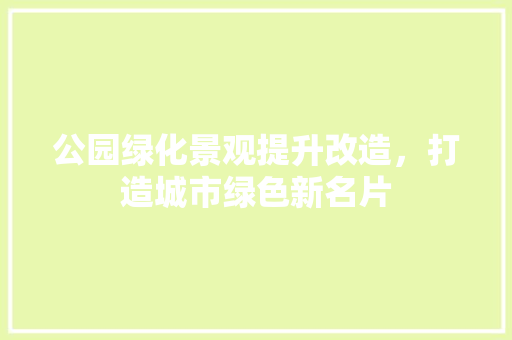 公园绿化景观提升改造，打造城市绿色新名片