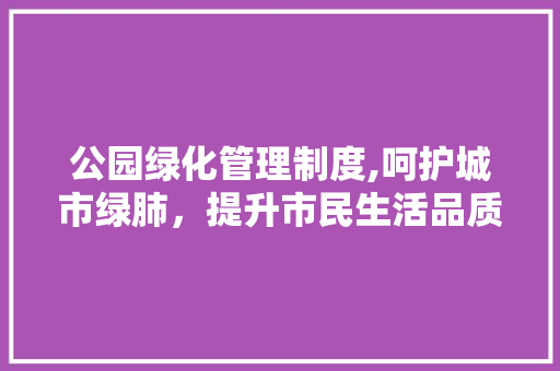 公园绿化管理制度,呵护城市绿肺，提升市民生活品质