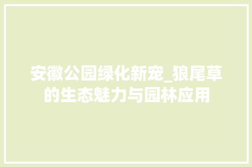 安徽公园绿化新宠_狼尾草的生态魅力与园林应用