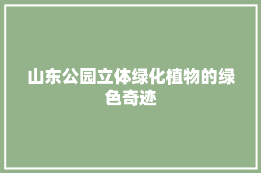 山东公园立体绿化植物的绿色奇迹 种植区域