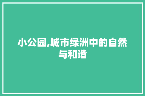 小公园,城市绿洲中的自然与和谐