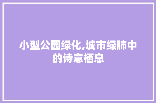 小型公园绿化,城市绿肺中的诗意栖息
