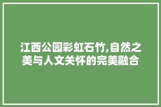 江西公园彩虹石竹,自然之美与人文关怀的完美融合