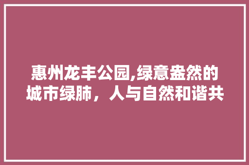 惠州龙丰公园,绿意盎然的城市绿肺，人与自然和谐共融的典范