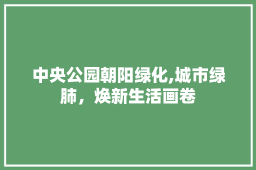 中央公园朝阳绿化,城市绿肺，焕新生活画卷 灌溉施肥