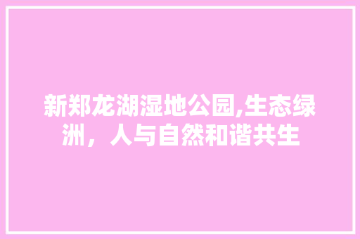 新郑龙湖湿地公园,生态绿洲，人与自然和谐共生